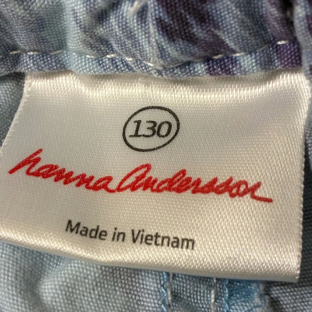 Hanna Andersson Kids Size 130 US 8-10 Purple Blue Abstract Camo‎ Cotton Shorts